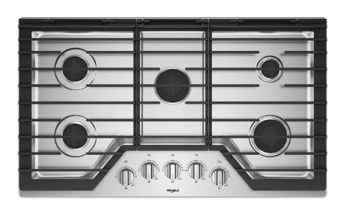 Whirlpool 36-inch Gas Cooktop with EZ-2-Lift™ Hinged Cast-Iron Grates WCG55US6HS